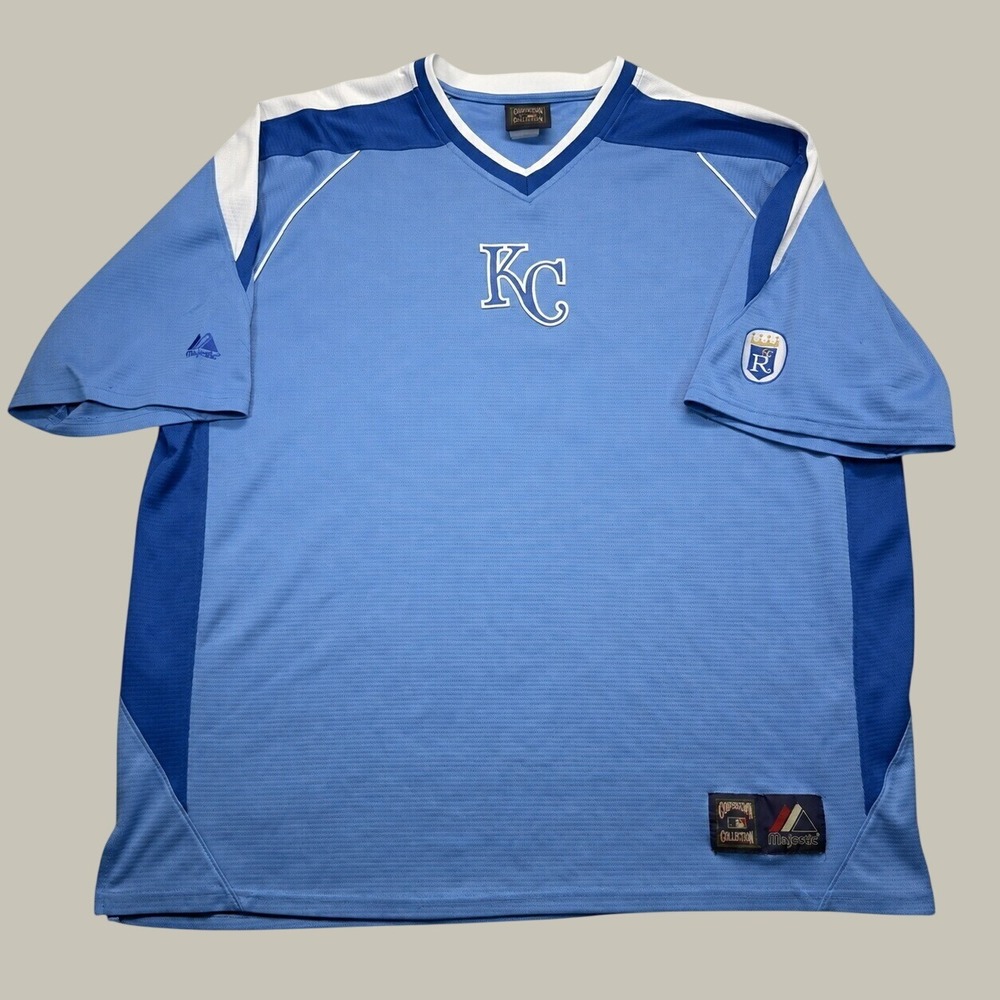 Majestic Kansas City Royals Jersey Mens 2XL Blue Cooperstown Collection MLB